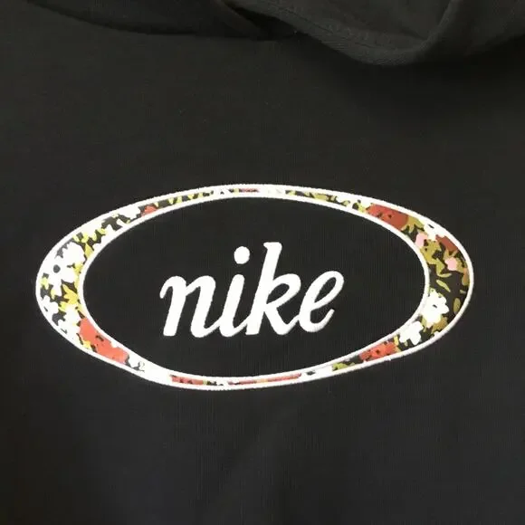 Nike Black Floral Logo Pullover Hoodie - Picture 3 of 14
